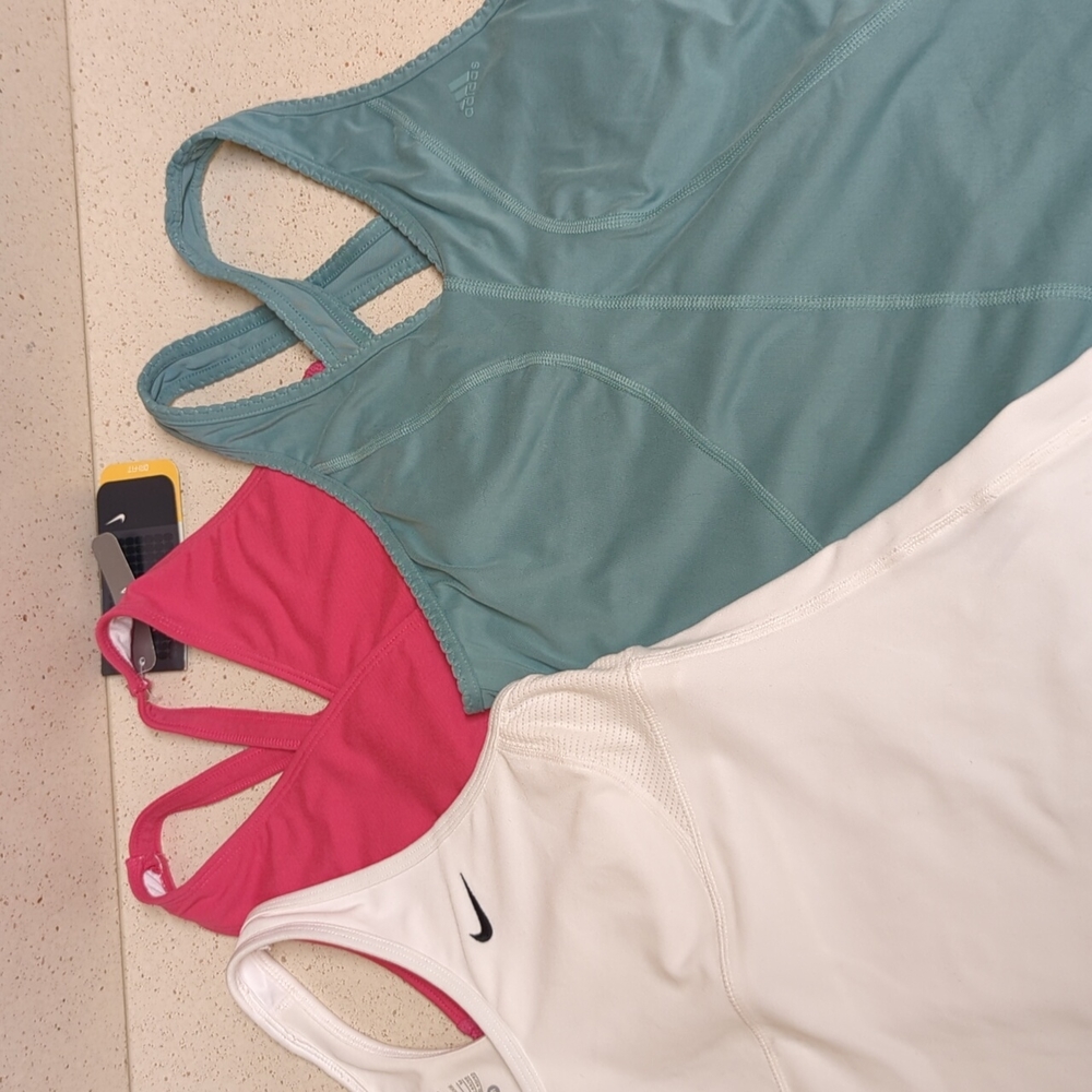 Bundle of 2 Nike and 1 Adidas sports tops